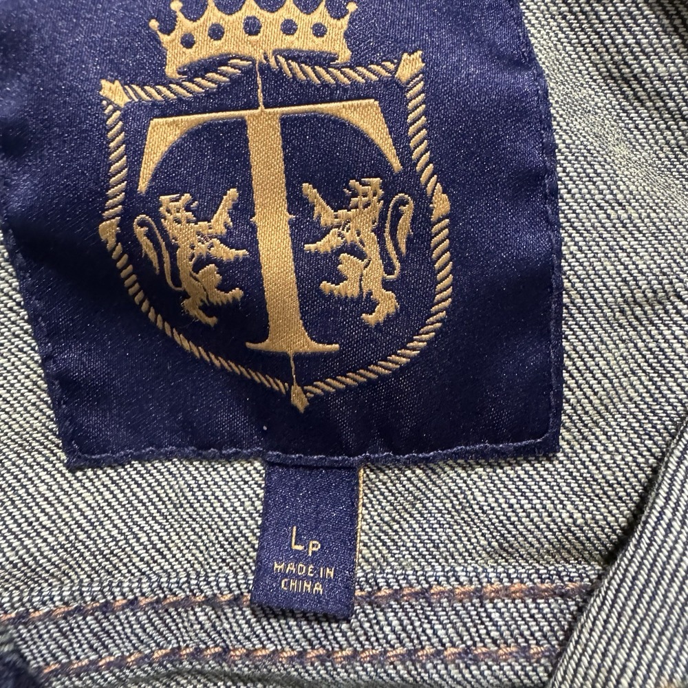 Talbots Big Patch Jean Jacket‎ Women Sz Petite Large LP Dark Blue Denim Stretch - Picture 6 of 16